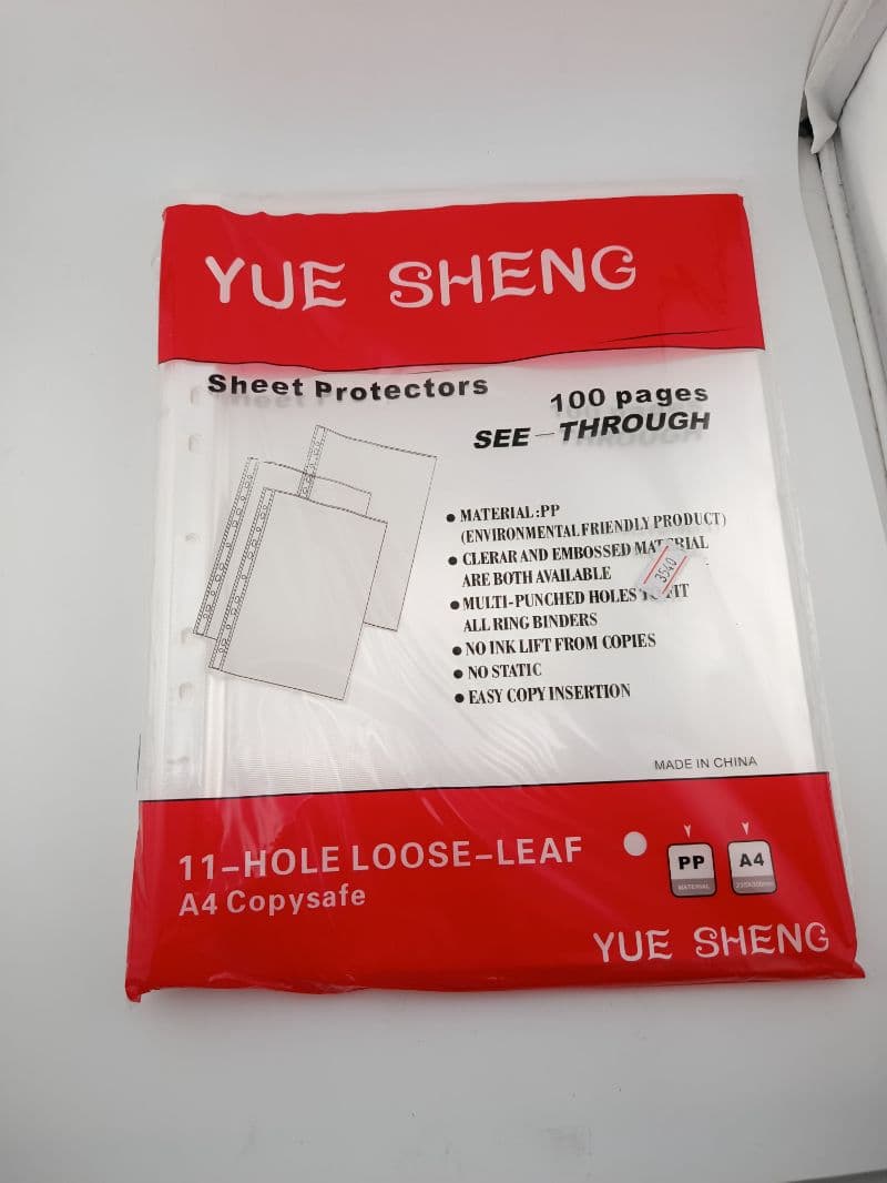 Protectores de hojas transparentes A4 – paquete de 100